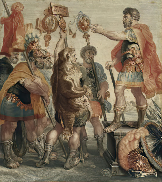 "Decius Mus relates his dream to his officers before battle, after Peter Paul Rubens."