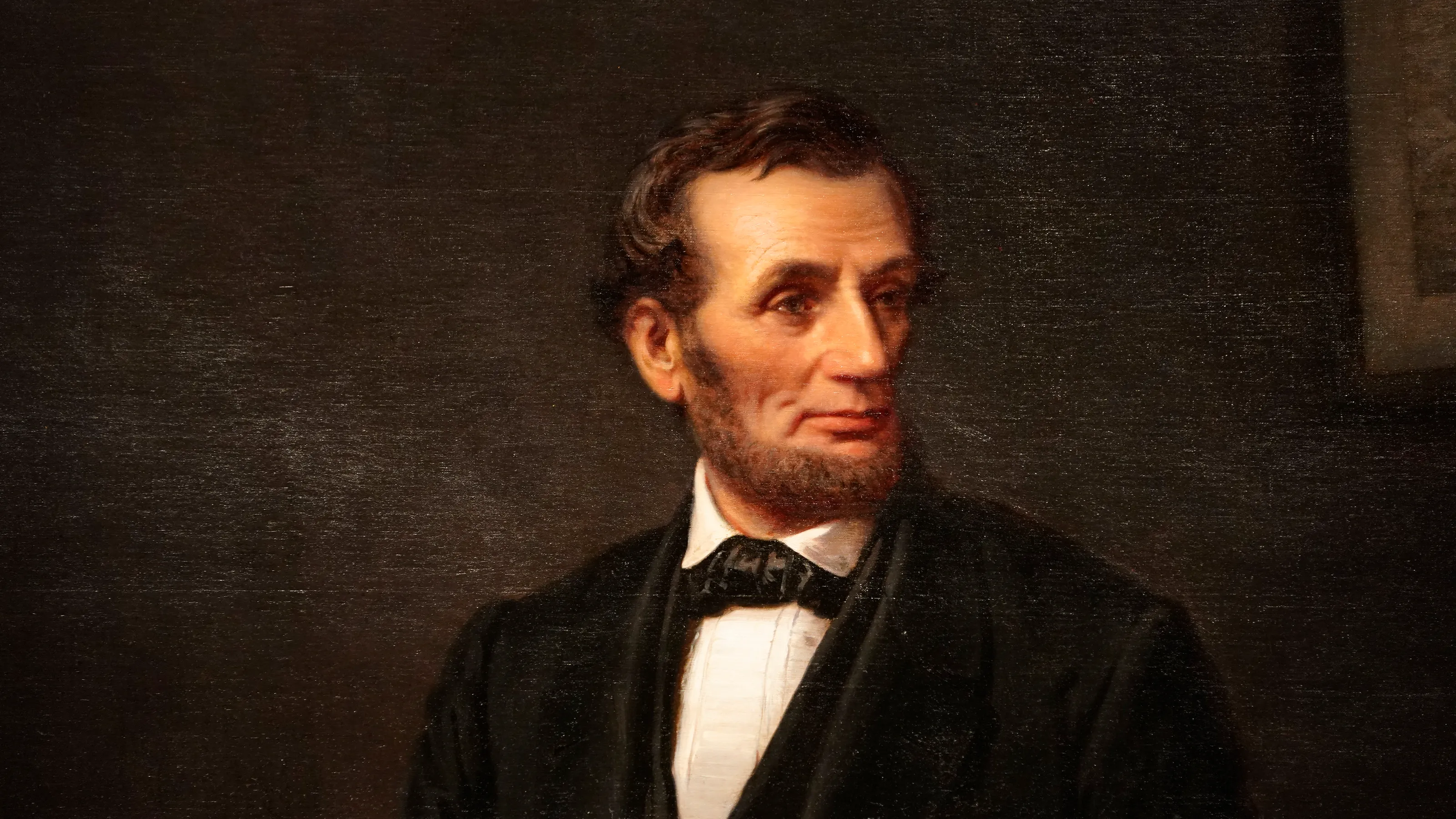 "Abraham Lincoln in an 1860 portrait by George Peter Alexander Healy."