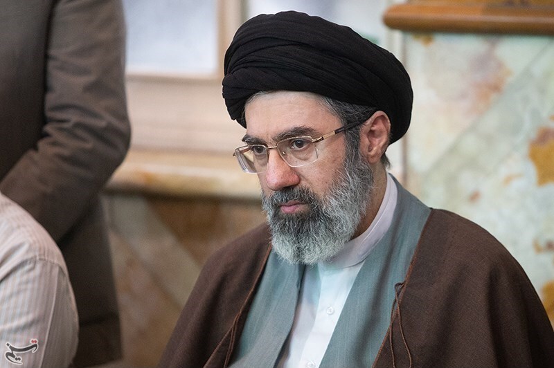 "Mojtaba Khamenei photographed in clerical dress in 2023."